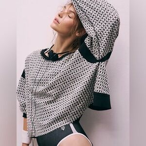 FP Movement My Time Textured Layer Reversible Tee in Black White Combo size XS